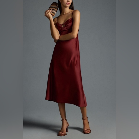 Anthropologie Dresses & Skirts - Anthropologie Maroon Corset Midi Slip Dress